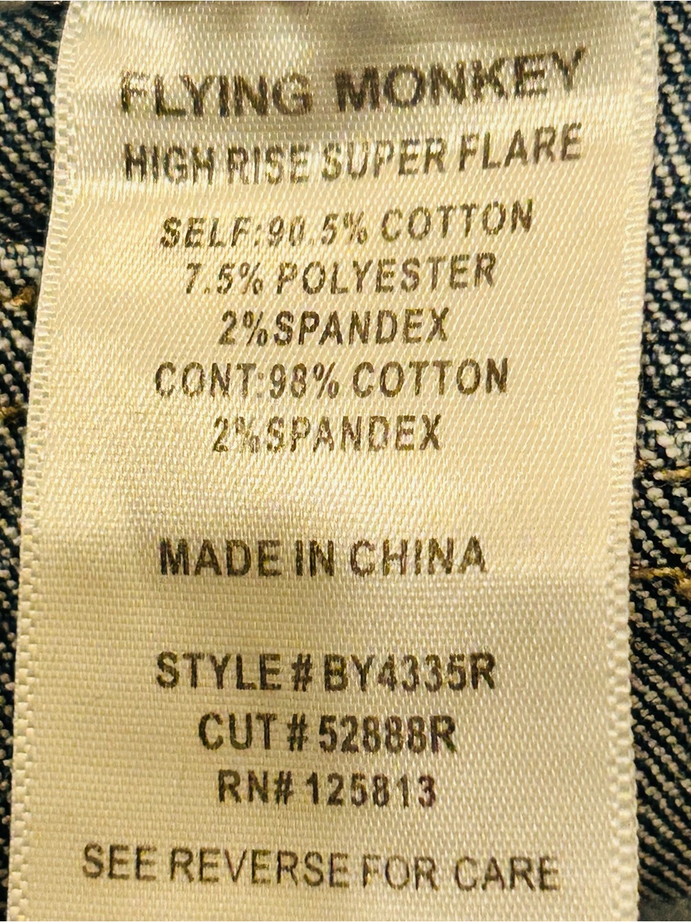 Flying Monkey Jeans Two-Tone High-Rise Super Flare Exposed Button Fly Boho Retro - Picture 13 of 16